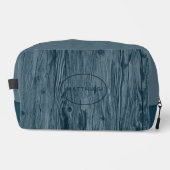 Aangepast donker Blauwgroen blauw houtnerfpatroon Toilettasje (Voorkant)