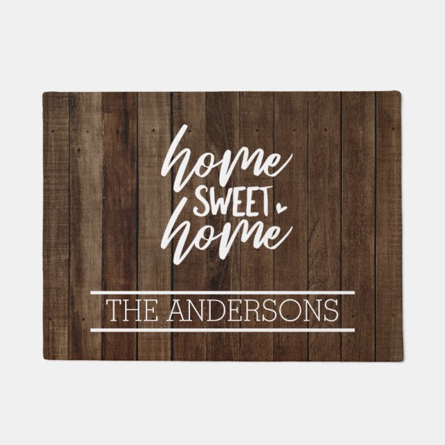 Aangepast donker bruin hout | Home Sweet Home Deurmat (Voorkant)
