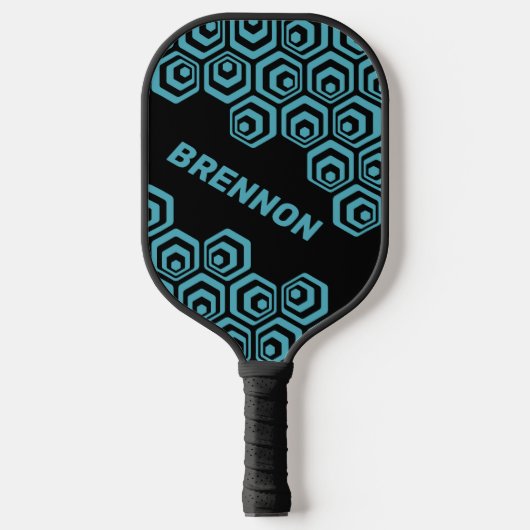 Aangepast, donker hexagon polygon Retro Art Patroo Pickleball Paddle (Voorkant)