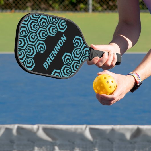 Aangepast, donker hexagon polygon Retro Art Patroo Pickleball Paddle (Insitu)