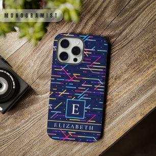 Aangepast donker marineblauw abstract patroon iPhone 15 pro max case