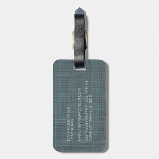 Aangepast donkerblauw Blauwgroen grijs gekleurd Bagagelabel (Achterkant verticaal)