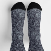 Aangepast Donkerblauw Grijs Paarse Paisley Patroon Sokken (Top)