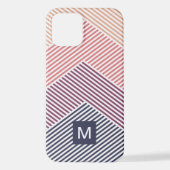 Aangepast donkerblauw magenta rood Oranje strepen  iPhone Hoesje (Achterkant)