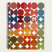 Aangepast, donkerblauw Oranje Magenta Red Retro Pa Planner (Voorkant)