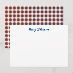 Aangepast donkerblauw Oranje maroon Retro Naam toe Notitiekaartje