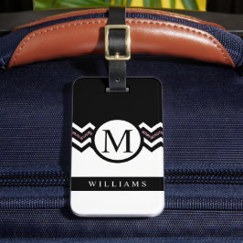 Aangepast donkerblauw Paarse geel Chevron Patroon Bagagelabel