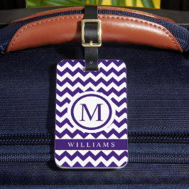 Aangepast donkerblauw violet Paarse Chevron Patroo Bagagelabel