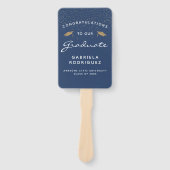 Aangepast donkerblauw wit goudAfstuderen voor foto Handwaaier (Voorkant)