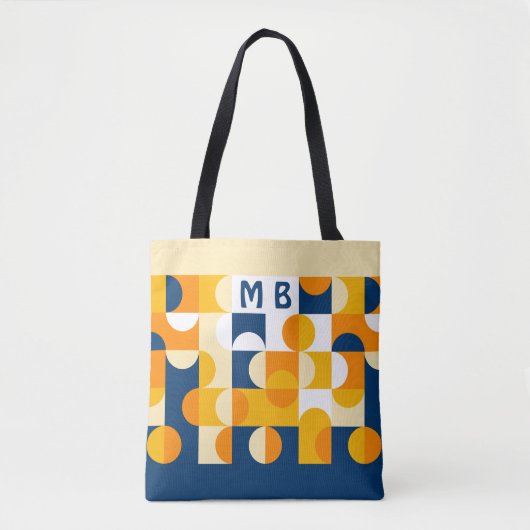 Aangepast, donkerblauw, zonnig geel patroon voor r tote bag (Voorkant)