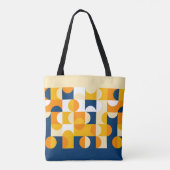 Aangepast, donkerblauw, zonnig geel patroon voor r tote bag (Achterkant)
