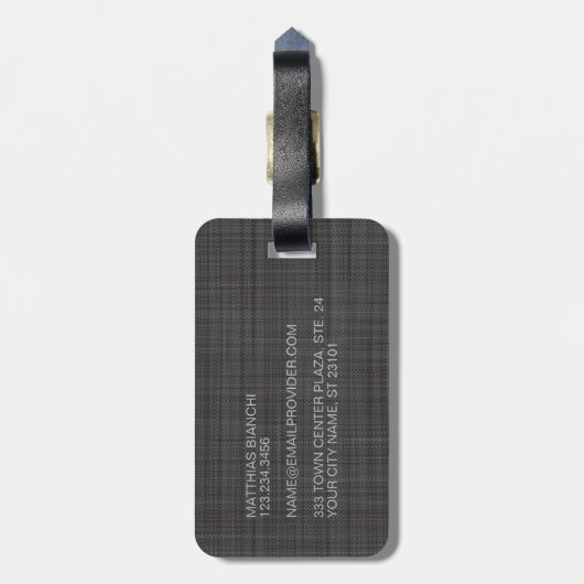 Aangepast, donkergrijs gekleurd Bagagelabel (Achterkant verticaal)