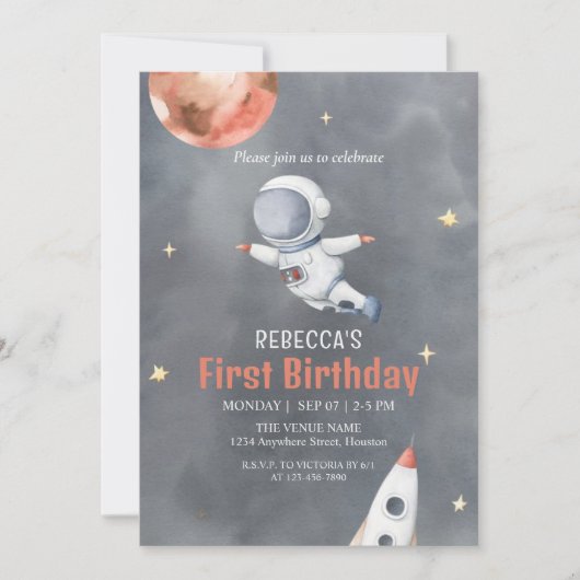 Aangepast Donkergrijs Zwart Astronaut Space Theme Kaart (Voorkant)