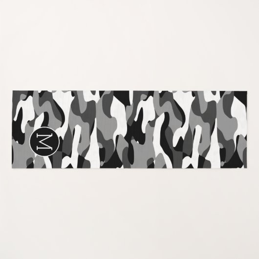 Aangepast donkergrijs zwart Camouflage Patroon Yogamat (Voorkant (horizontaal))