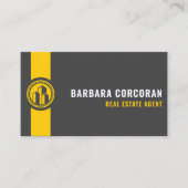 Aangepast Donkergrijs Zwart Geel Onroerend goed Visitekaartje (Voorkant)