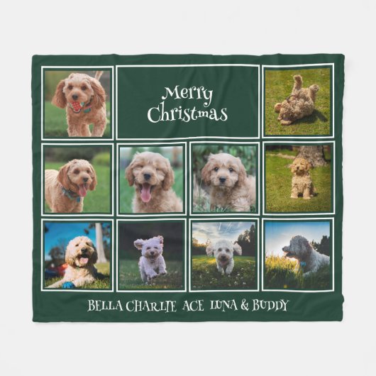 Aangepast donkergroene 10-foto voor pretjes fleece deken (Voorkant (Horizontaal))