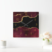 Aangepast door Bourgogne en Gold Agate Vierkante Klok (Huis)