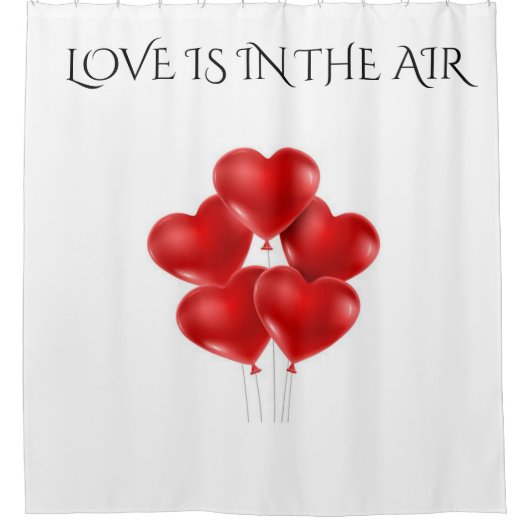 Aangepast douchegordijn! "LIEFT IS IN DE LUCHT" Douchegordijn (Voorkant)