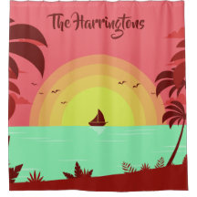 Aangepast douchegordijn voor Beach Illustratie