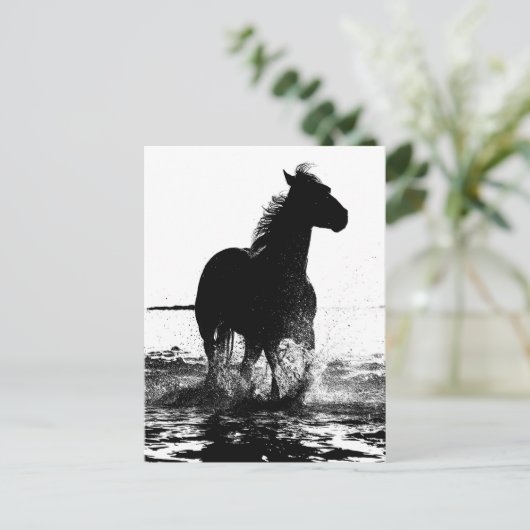 Aangepast draaiend paard Moderne Pop zwart-wit Briefkaart (Staand voorkant)