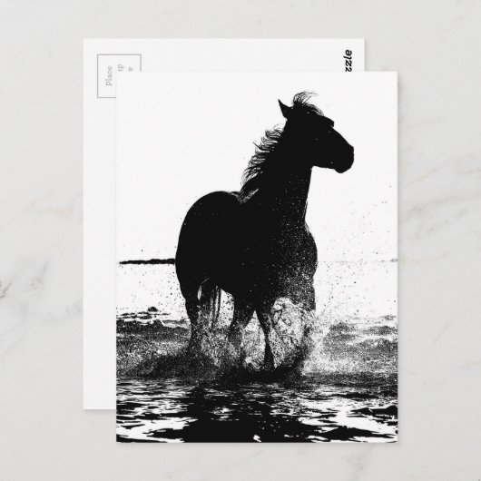 Aangepast draaiend paard Moderne Pop zwart-wit Briefkaart (Voorkant / Achterkant)