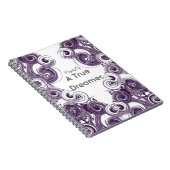 Aangepast draaiend Paars Abstract spiraalpatroon Notitieboek (Rechterzijde)