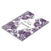 Aangepast draaiend Paars Abstract spiraalpatroon Notitieboek (Linkerzijde)