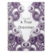 Aangepast draaiend Paars Abstract spiraalpatroon Notitieboek (Voorkant)