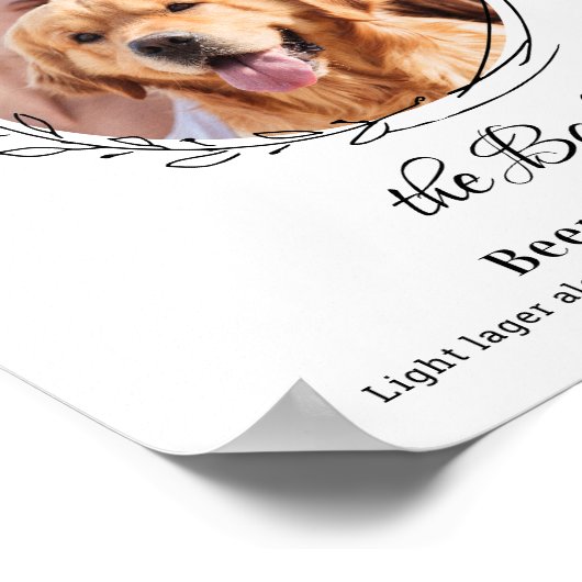 Aangepast drankje foto hond bar huisdier bruiloft poster (Hoek)