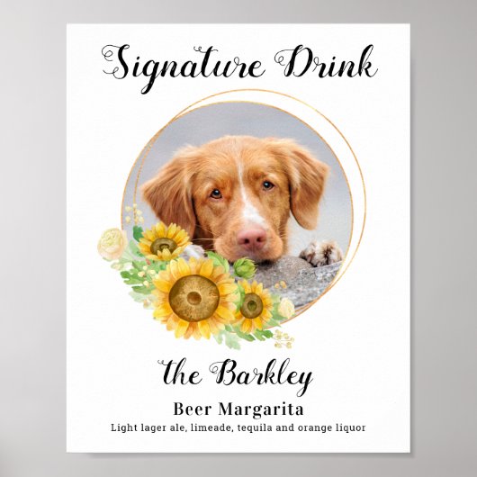 Aangepast drankje met handtekening Zonnebloemen Hu Poster (Voorkant)