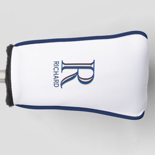 Aangepast Drie gelaagd Monogram met Voornaam Golfheadcover (Voorkant)