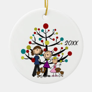 Aangepast drie GIrls, twee Dogs Holiday Ornament