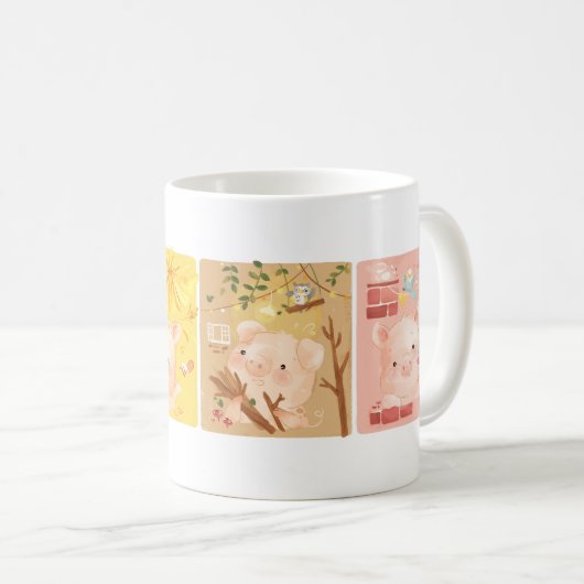 [Aangepast] Drie kleine varkens en Big Bad Wolf Koffiemok (Voorkant rechts)