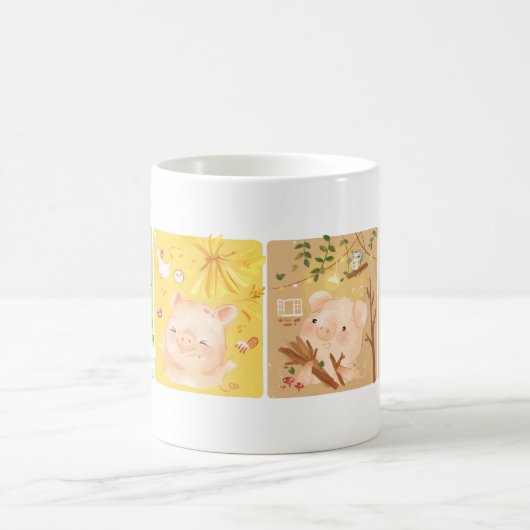 [Aangepast] Drie kleine varkens en Big Bad Wolf Koffiemok (Center)