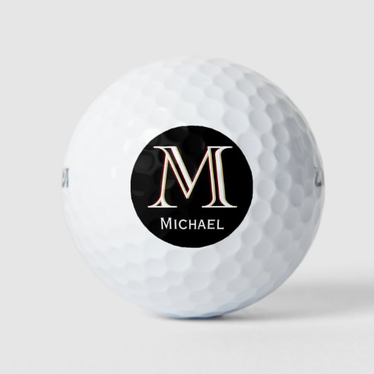 Aangepast driegelaagd Monogram met Voornaam Golfballen (Voorkant)