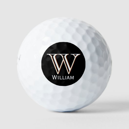 Aangepast driegelaagd Monogram met Voornaam Golfballen (Voorkant)