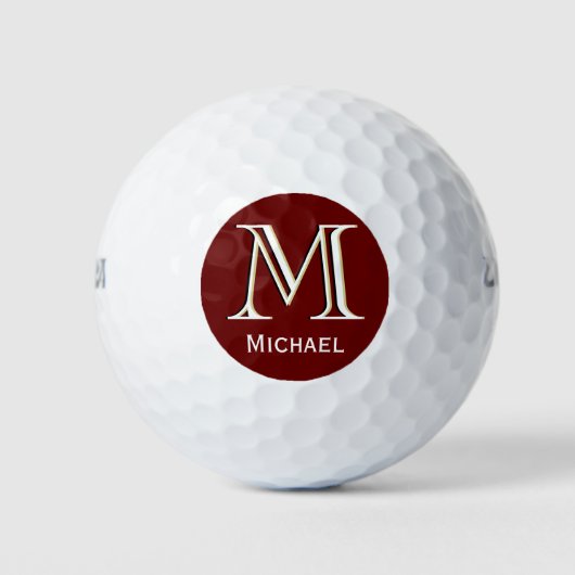Aangepast driegelaagd Monogram met Voornaam Golfballen (Voorkant)