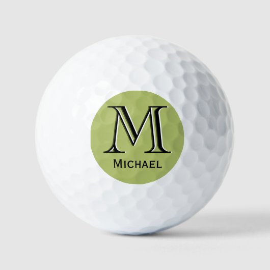 Aangepast driegelaagd Monogram met Voornaam Golfballen (Voorkant)