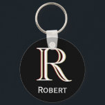 Aangepast driegelaagd Monogram met Voornaam Sleutelhanger<br><div class="desc">UNIEKE LAYERING VAN DE MONOGRAM — kijk goed en je ziet drie kleuren, wat het gevoel van diepte geeft. Aanvullend aangepast met de voornaam. Perfect als vaderdag cadeautjes voor vader, cadeaus voor grootvader, echtgenoot, groom, beste man, groomsmen en nog veel meer. Als u ontwerpvragen of speciale vragen hebt, kunt u...</div>