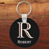 Aangepast driegelaagd Monogram met Voornaam Sleutelhanger (Voorkant)