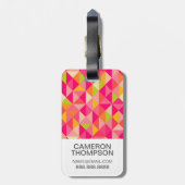 Aangepast driehoekspatroon foto en monogram bagagelabel (Achterkant verticaal)