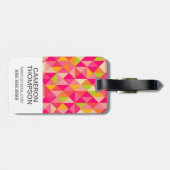 Aangepast driehoekspatroon foto en monogram bagagelabel (Achterkant horizontaal)