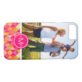 Aangepast driehoekspatroon foto en monogram Case-Mate iPhone case (Achterkant (Horizontaal))