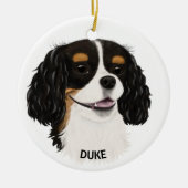 Aangepast driekleurig Cavalier King Spaniel Keramisch Ornament (Voorkant)