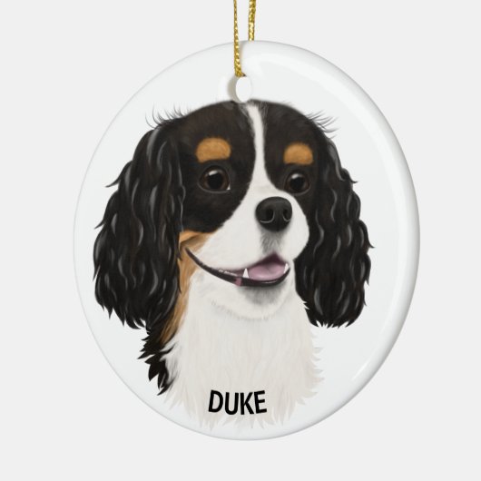 Aangepast driekleurig Cavalier King Spaniel Keramisch Ornament (Links)
