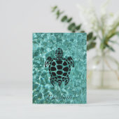 Aangepast drievoudig Zee Turtle Aqua Blue Briefkaart (Staand voorkant)