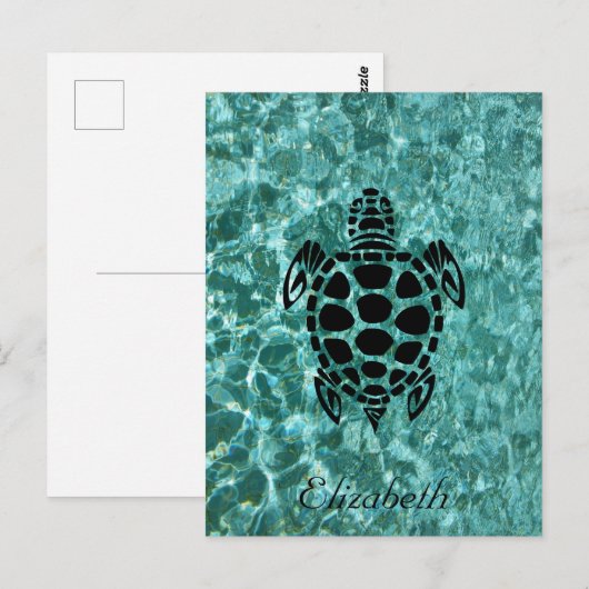 Aangepast drievoudig Zee Turtle Aqua Blue Briefkaart (Voorkant / Achterkant)