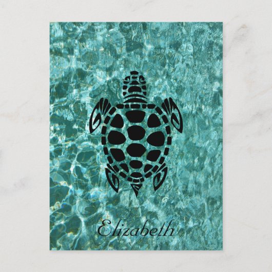Aangepast drievoudig Zee Turtle Aqua Blue Briefkaart (Voorkant)