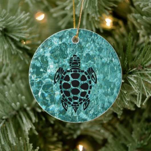 Aangepast drievoudig Zee Turtle Aqua Blue Keramisch Ornament (Boom)