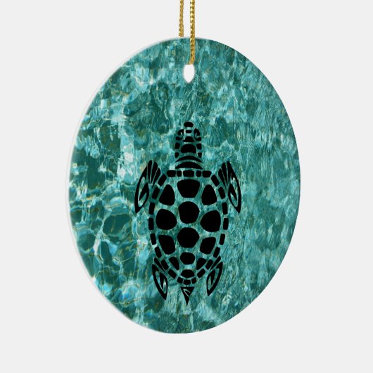 Aangepast drievoudig Zee Turtle Aqua Blue Keramisch Ornament (Rechts)